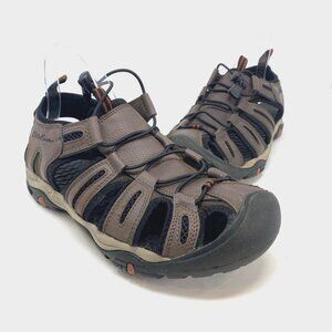 Eddie Bauer Sports Sandal Mens 9 Troy Brown Leather Fisherman Hiking Bump Toe